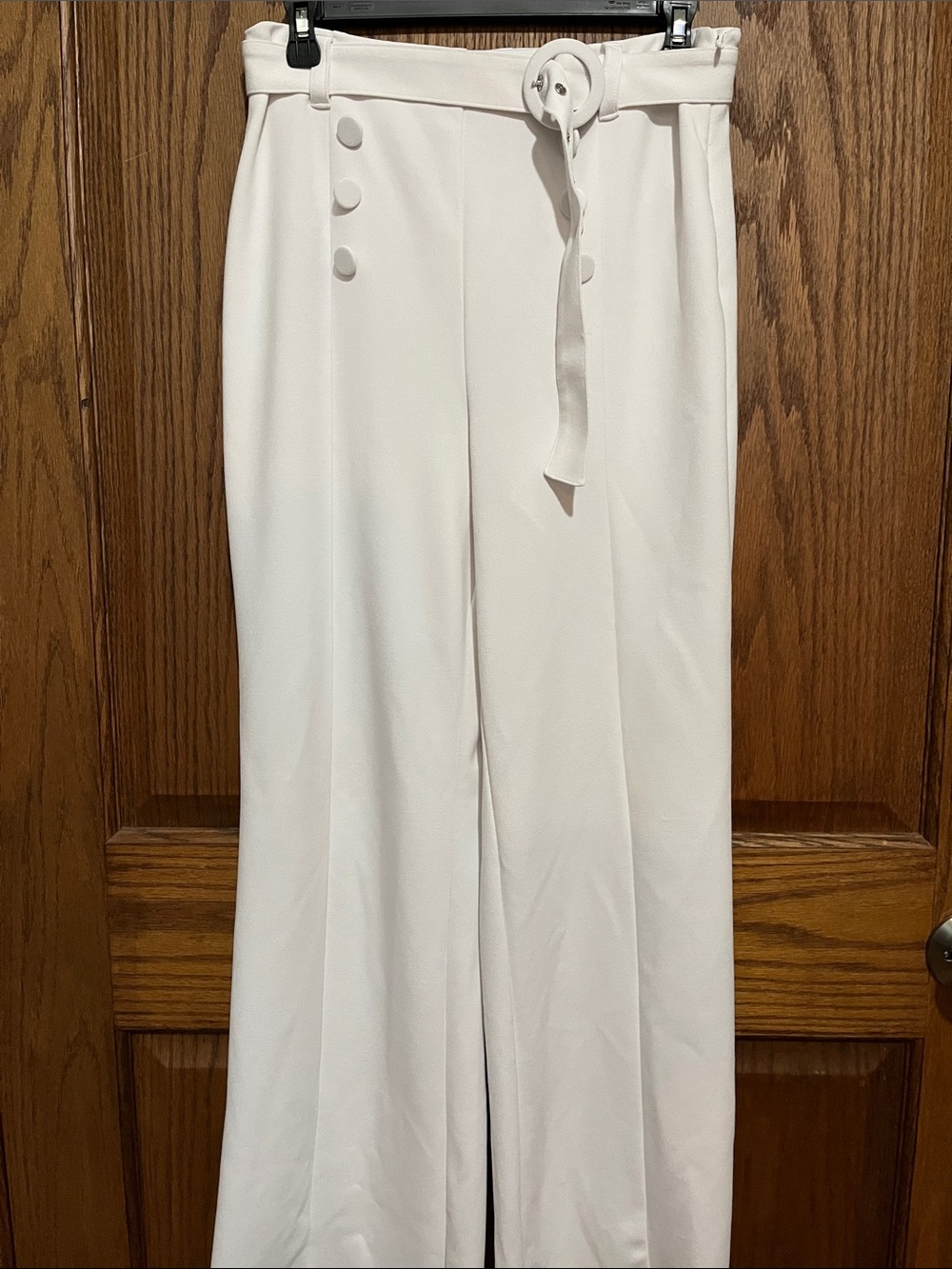 INC International Concepts White High-Waist Wide-Leg Pants with Belt